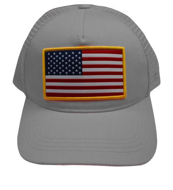 Grey USA Flag Trucker Hat