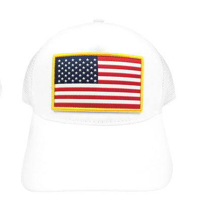 White USA Flag Trucker Hat